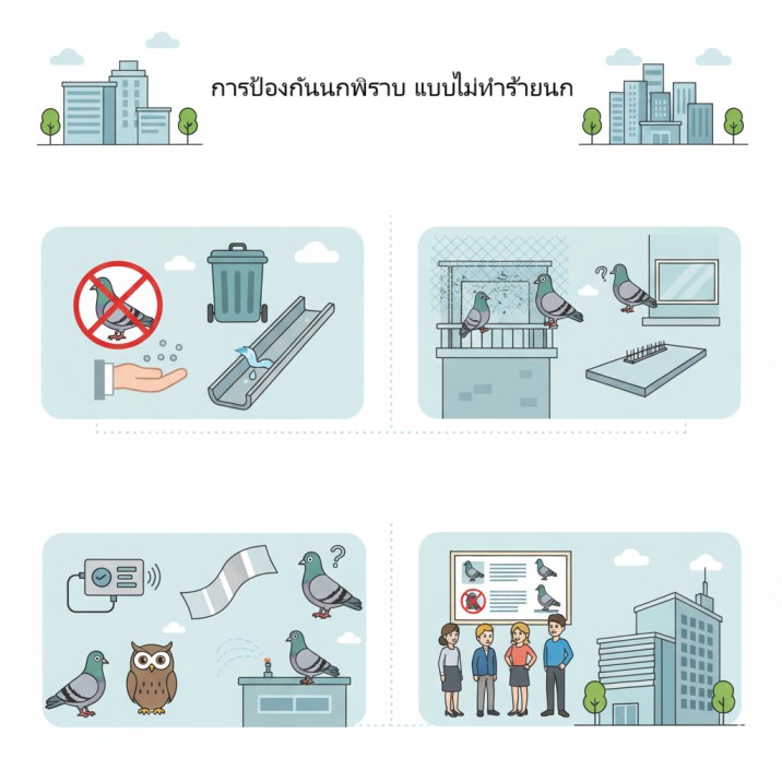 การป้องกันนกพิราบ แบบไม่ทำร้ายนก